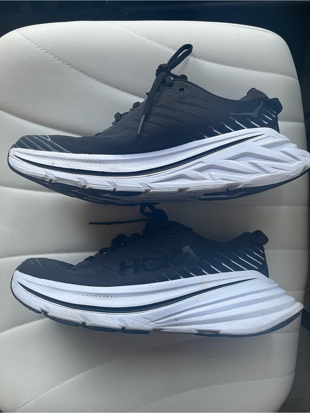 Hoka One One Black and White bondi X Women's Athletic Running Shoes